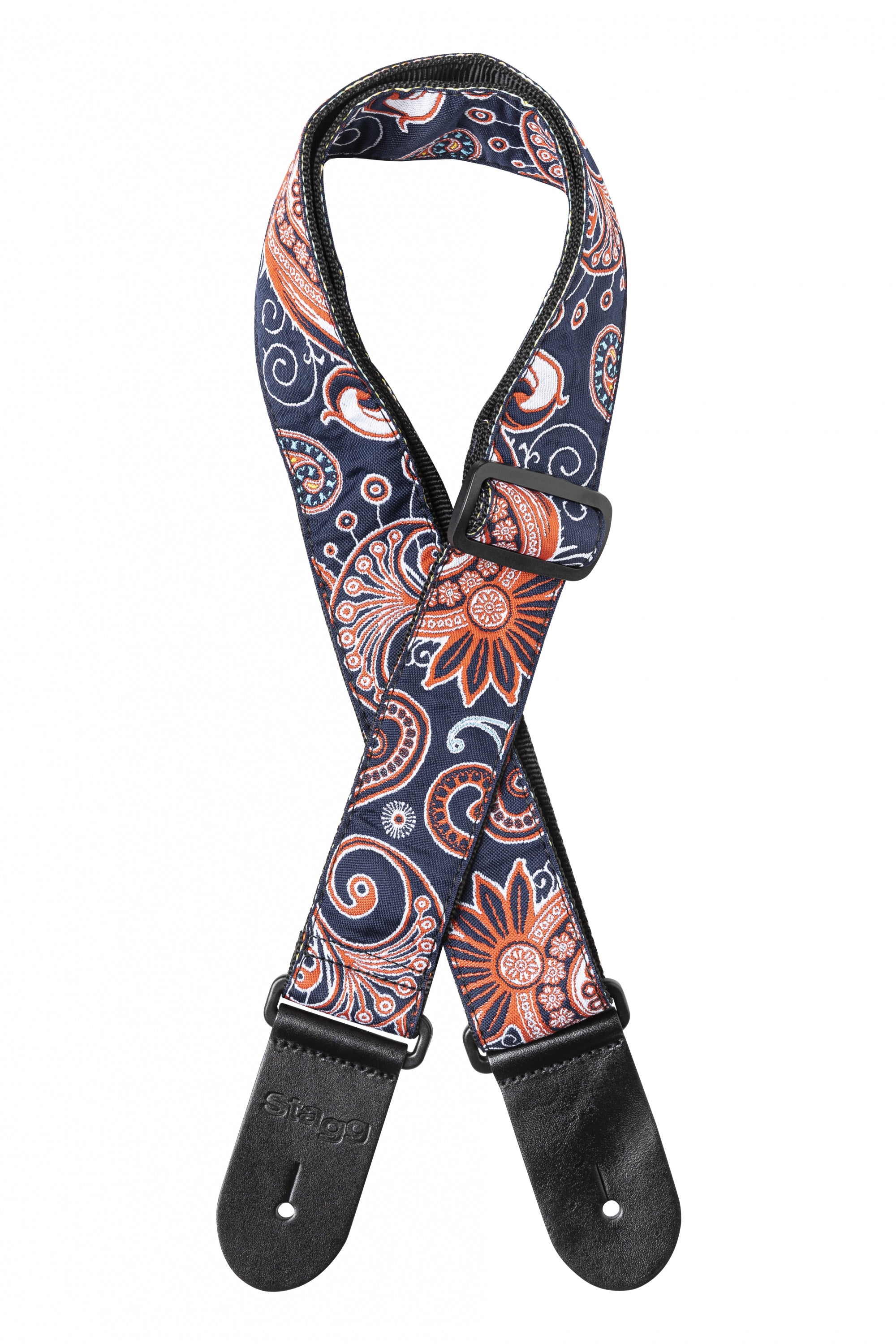 Stagg Woven Guitar Strap Paisley Pattern 2 Red 1