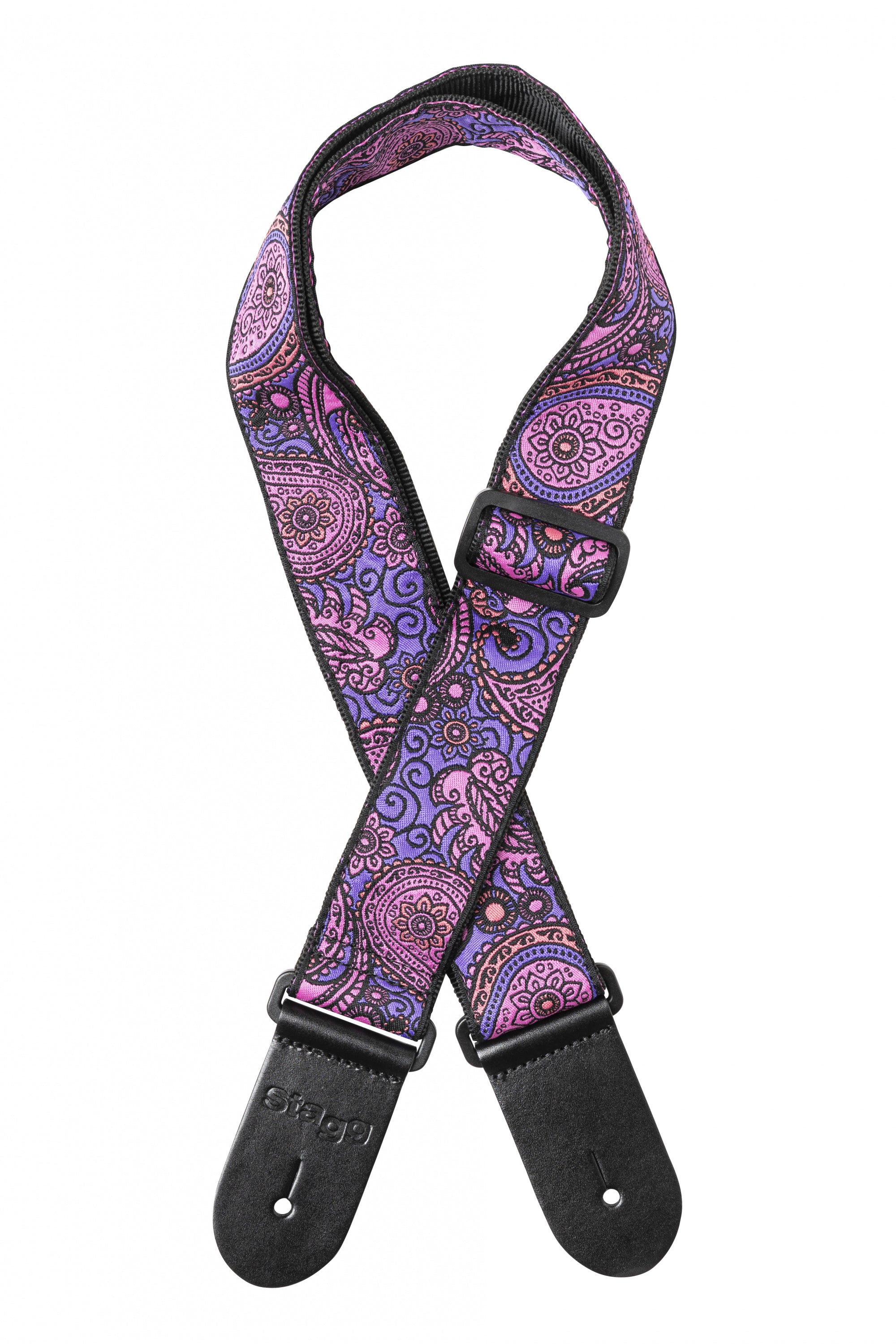 Stagg Woven Guitar Strap Paisley Pattern 1 Pink 1