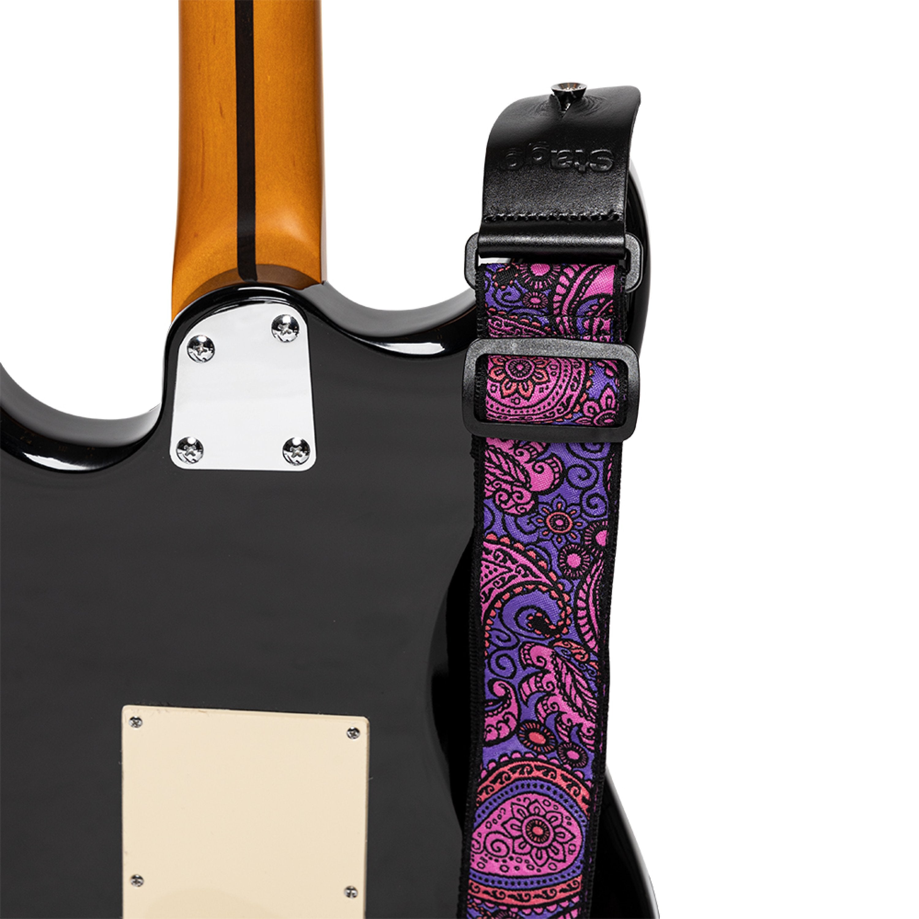 Stagg Woven Guitar Strap Paisley Pattern 1 Pink 2