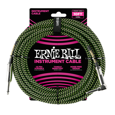 EB 10' BRAIDED STRT/ANGLE CABLE - BLK/GRN