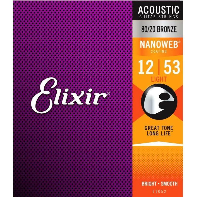 Elixir Nanoweb 80 20 Bronze Light Acoustic Guitar Strings