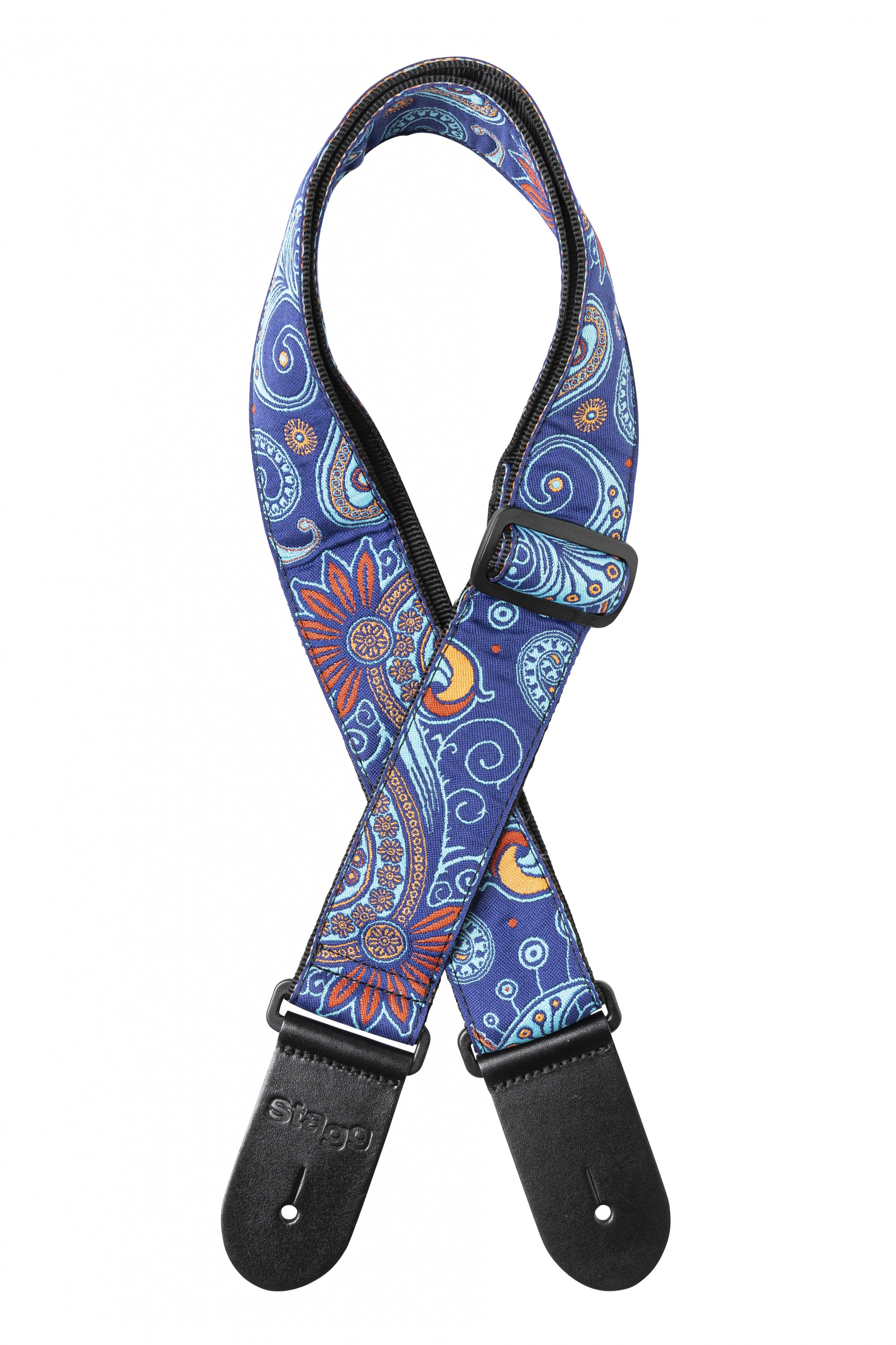 Stagg Woven Guitar Strap Paisley Pattern 2 Blue 1
