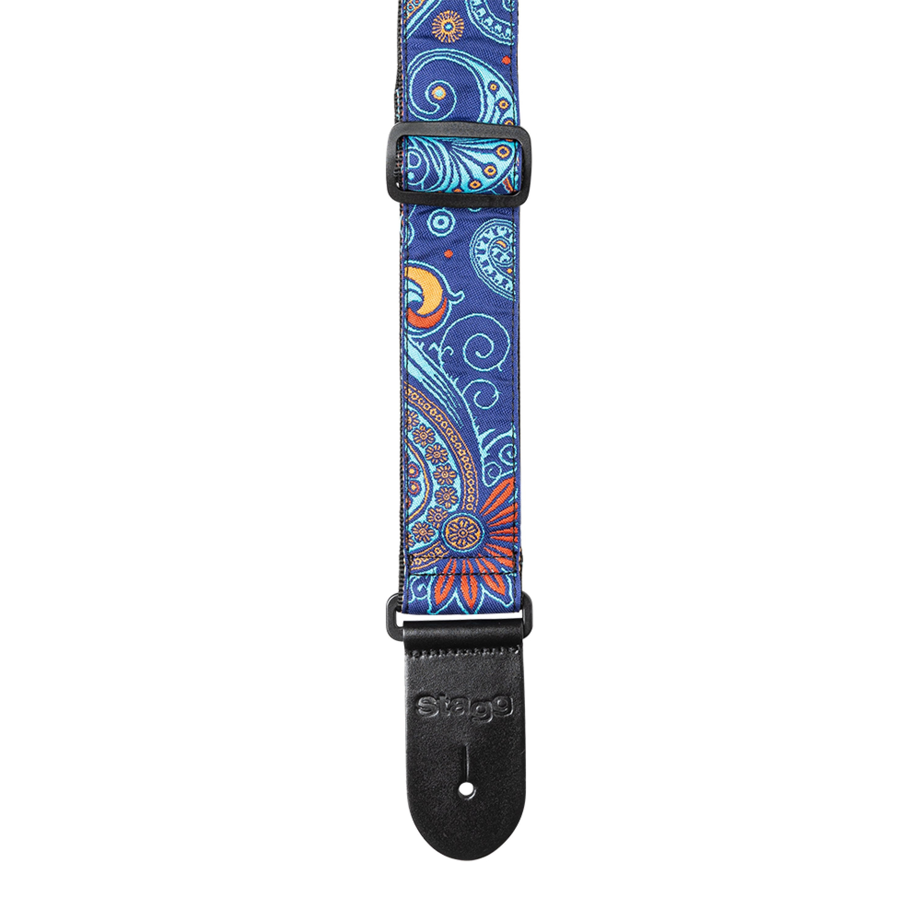 Stagg Woven Guitar Strap Paisley Pattern 2 Blue 2