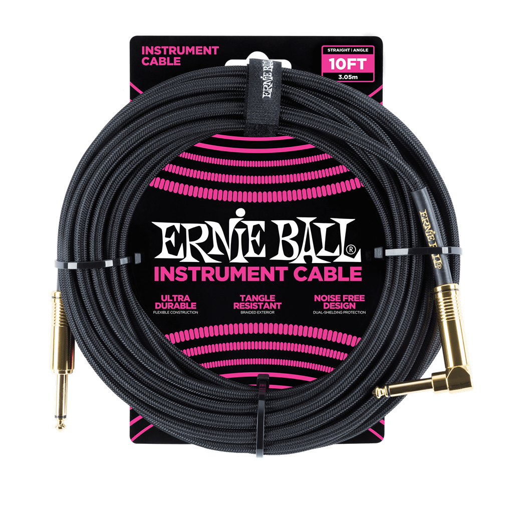 EB 10' BRAIDED STRT/ANGLE CABLE - BLK(GLD)